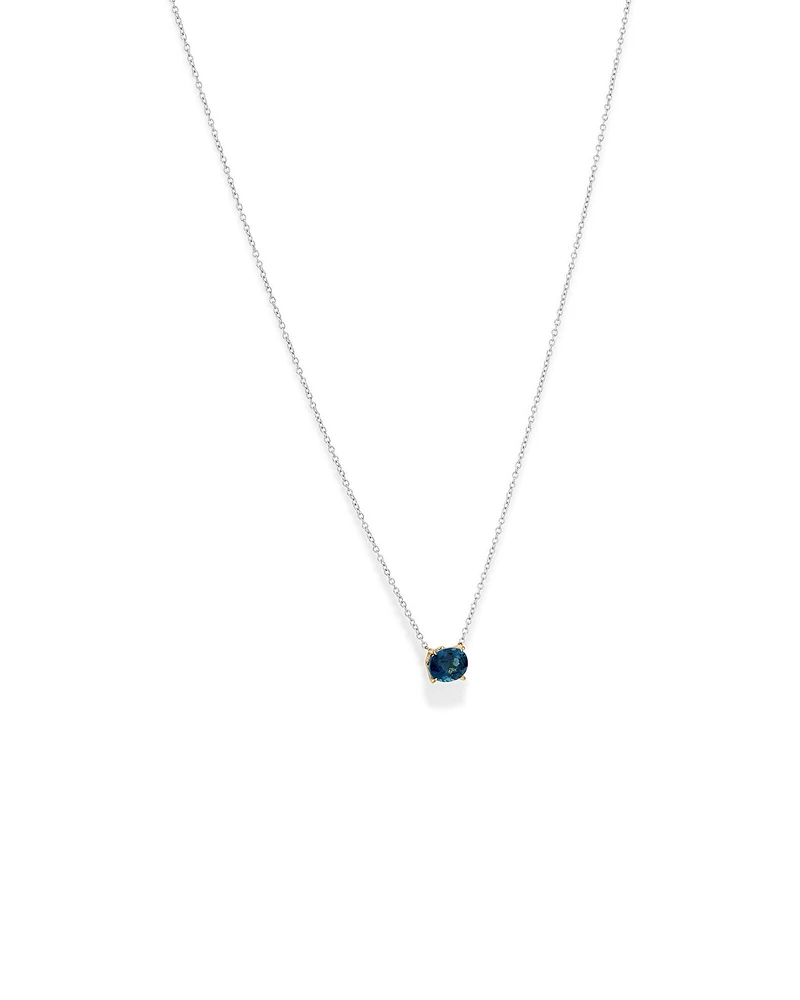 Necklace with London Blue Topaz in Sterling Silver and 10kt Yellow Gold