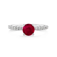 Solitaire Ruby Ring with 0.25 Carat TW of Diamonds in 10kt White Gold