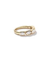 1.50 Carat TW Bezel Set Emerald and Oval Cut Lab-Grown Diamond Wedding Band in 14kt Yellow Gold