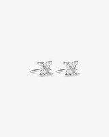 Floral Stud Earrings with Cubic Zirconia in Sterling Silver
