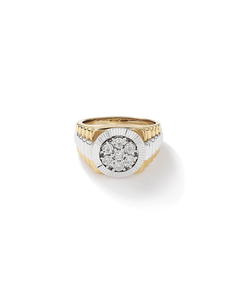 Bague pour Homme avec 1/4 Carat TW de Diamants en Or Jaune & Blanc 10kt