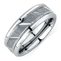 Bague en tungstène de saphir gris pour homme