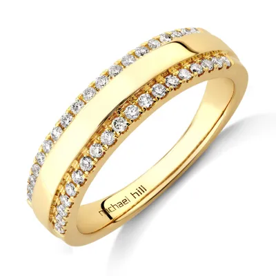 Claw Two-Row Duo Wedding Ring with 0.25 Carat TW of Diamonds 10kt Yellow Gold