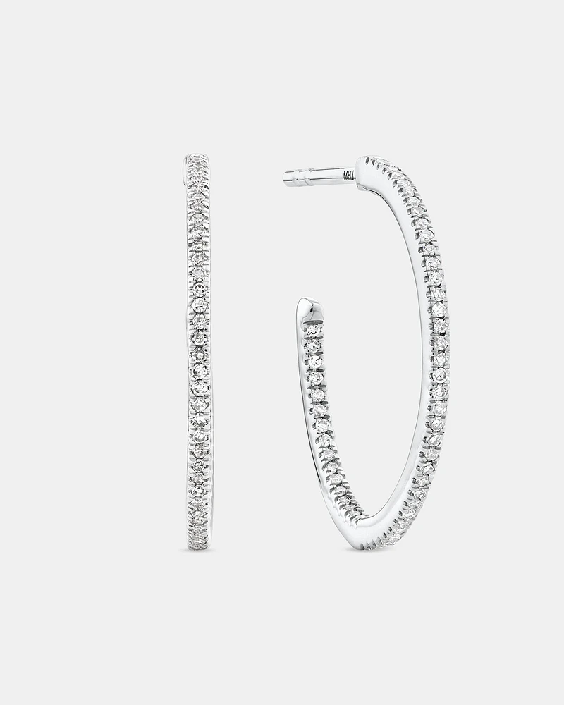 0.15 Carat TW Fine Diamond Hoop Earrings in 10kt Yellow Gold