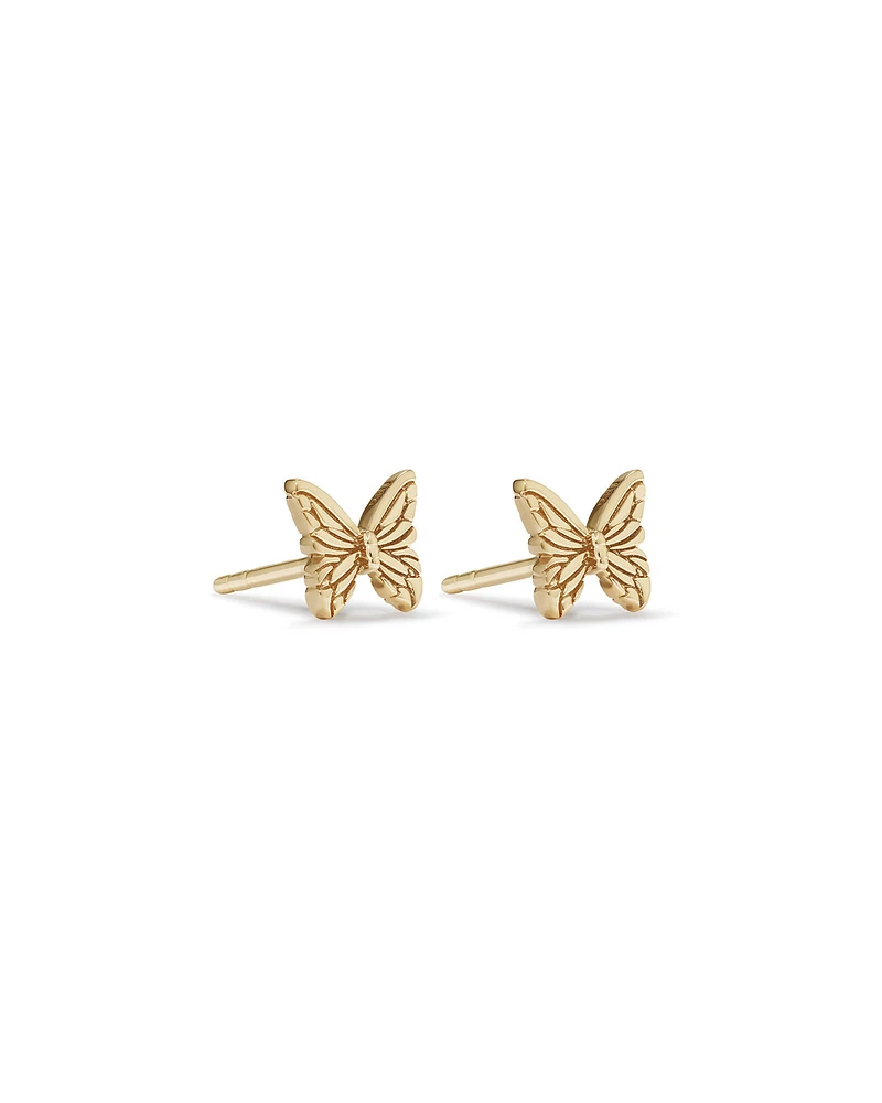 Butterfly Stud Earrings in 10kt Yellow Gold