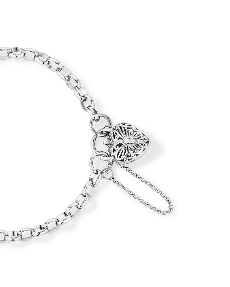 Bracelet Belcher avec Cadenas Papillon en Zircon Cubique en Argent Sterling