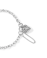 Cubic Zirconia Butterfly Padlock Belcher Bracelet in Sterling Silver