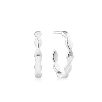 Marquise Shape Open Hoop Stud Earrings in Sterling Silver