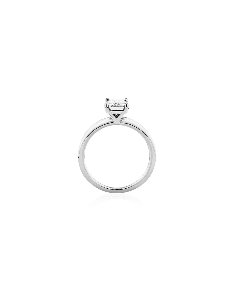 Bague avec Diamant Taille Émeraude de Laboratoire de 1,25 Carat en Or Blanc 14kt