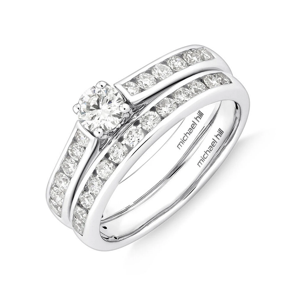 Bridal Set with 1.00 Carat TW of Diamonds in 14kt White Gold