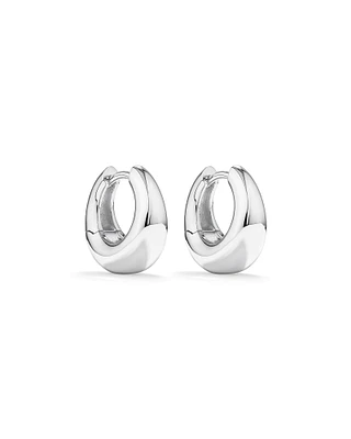 Tapered Dome Huggie Earrings in Sterling Silver