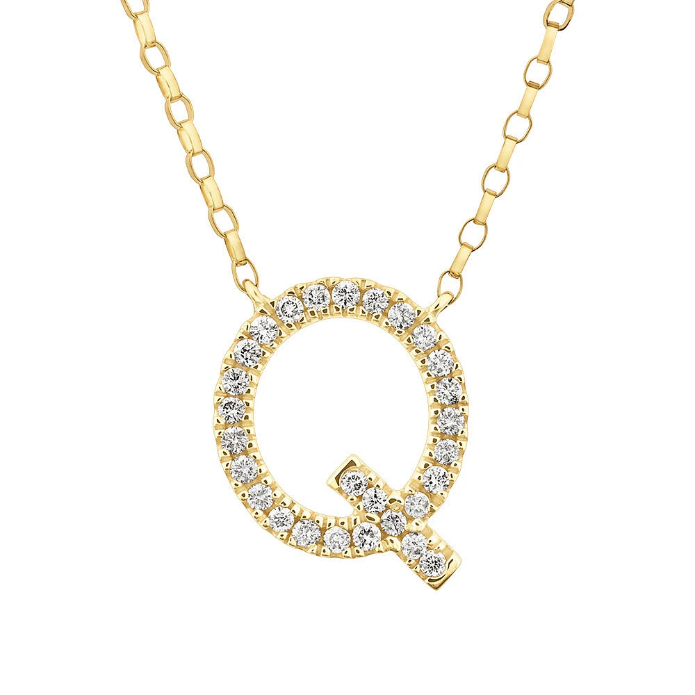 "K" Initial Necklace with 0.10 Carat TW of Diamonds in 10kt Yellow Gold
