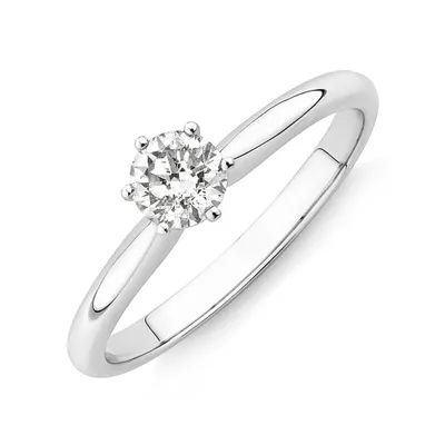 Certified Solitaire Engagement Ring with a 0.34 Carat TW Diamond 18kt White Gold