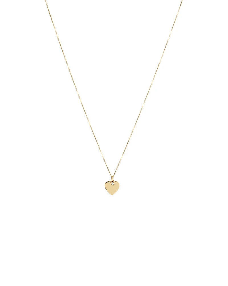 Diamond Charm Heart Pendant Necklace in 10kt Yellow Gold