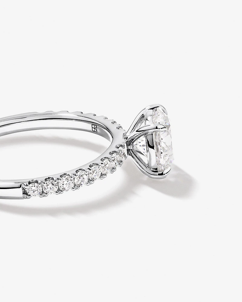 1.81 Carat TW Round Brilliant Lab-Grown Diamond Side Accent Engagement Ring in 14kt White Gold