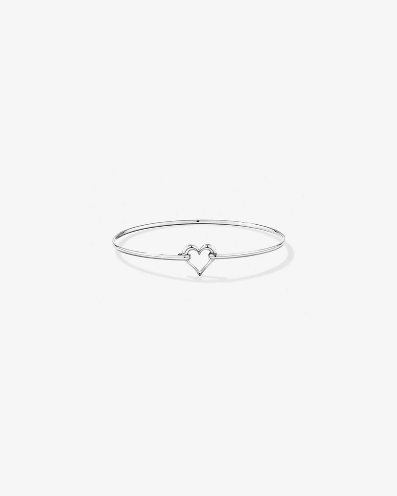 Open Heart Bangle in Sterling Silver