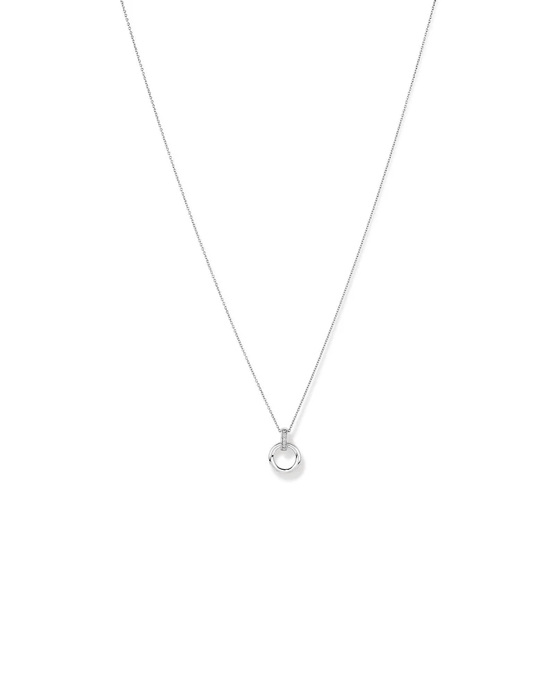 Circle Pendant and Chain with Cubic Zirconia in Sterling Silver