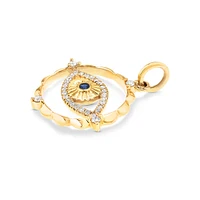 Evil Eye Motif Pendant with Sapphire & 0.10 Carat of Diamonds in 10kt Yellow Gold