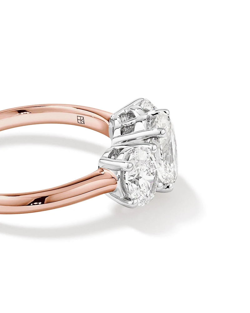 2 Carat Three Stone Oval Laboratory-Grown Diamond Engagement Ring In 14kt White Gold
