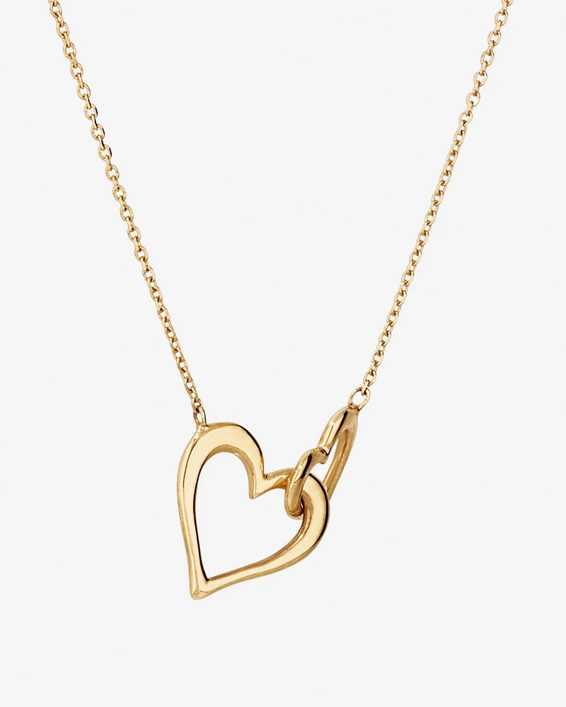 Collier Double Coeur Ouvert en Or Jaune 10 kt