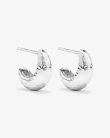 Diamond Cut Half Hoop Dome Stud Earrings in Sterling Silver