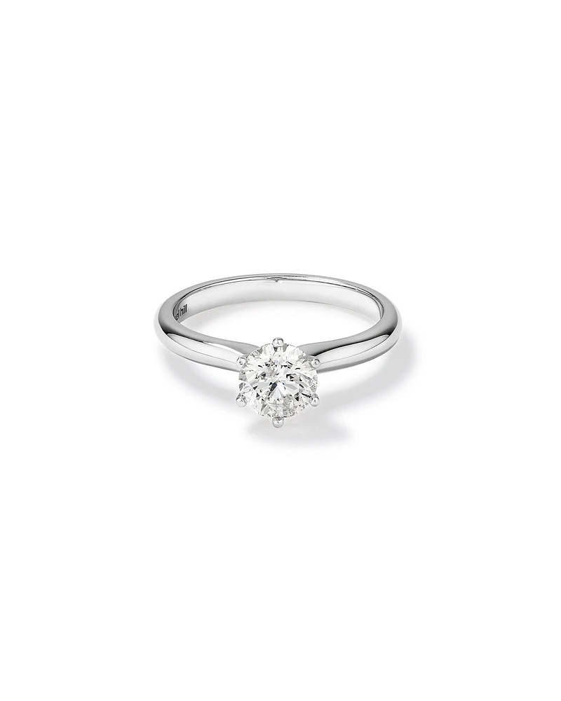 Bague de fiançailles en or blanc 18 K à diamant solitaire certifié totalisant 1 ct