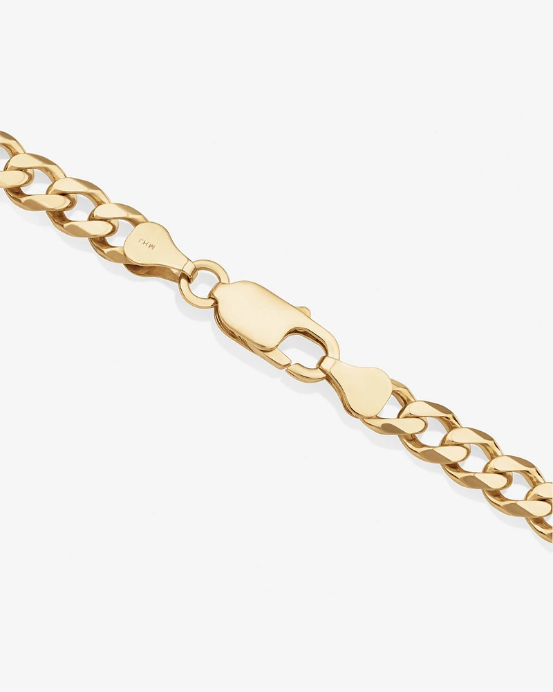 55cm (22") 6mm-6.5mm Width Solid Curb Chain in 10kt Yellow Gold