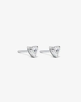 Cubic Zirconia Heart Stud Earrings and Necklace Set in Sterling Silver