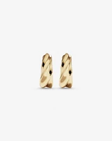 10mm Twist Croissant Huggie Hoop Earrings in 10kt Yellow Gold