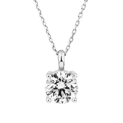 1.00 Carat TW Laboratory-Grown Diamond Solitaire Necklace in 14kt White Gold