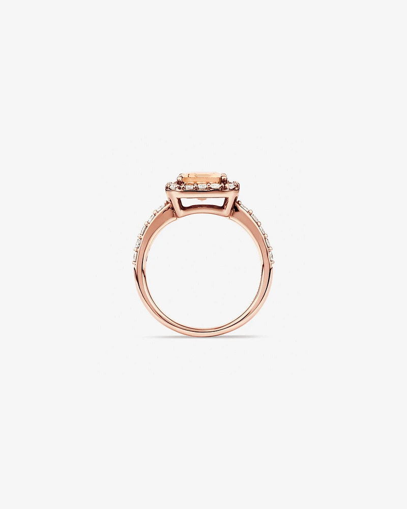 Ring with Morganite & 0.75 Carat TW of Diamonds in 14kt Rose Gold