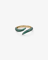 Stardust Emerald Pave Bypass Ring in 10kt Yellow Gold