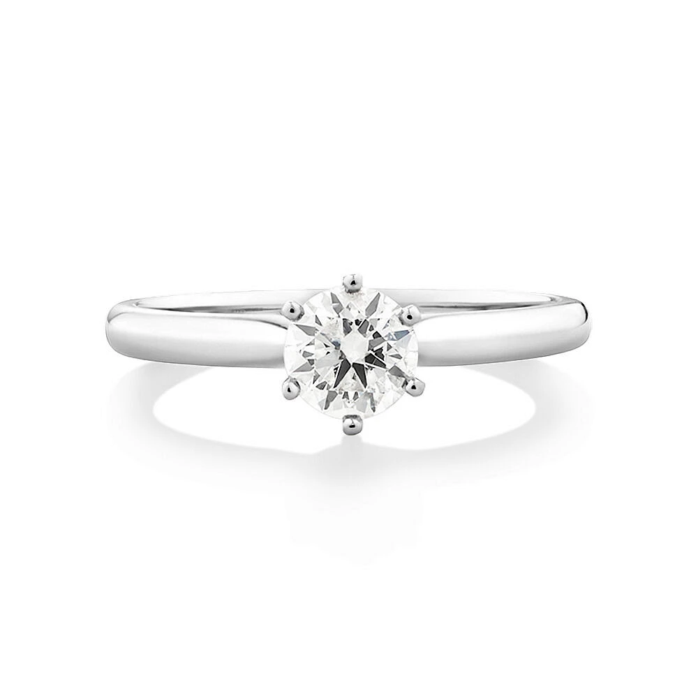 Certified Solitaire Engagement Ring with a 0.50 Carat TW Diamond in 18kt White Gold