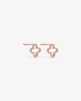 4 Leaf Clover Stud Earrings With Diamonds In 10kt Rose Gold