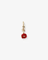 Pendentif coquelicot émaillé rouge 14 mm en or jaune 10 carats