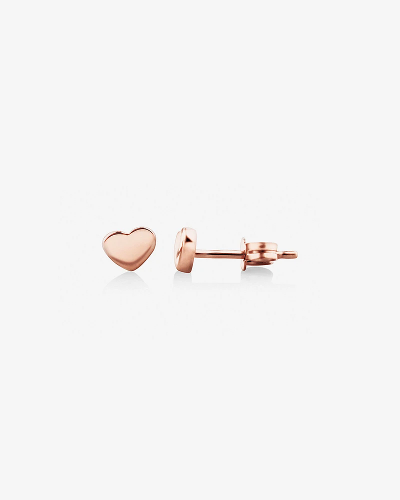 4mm Heart Stud Earrings in 10kt Rose Gold