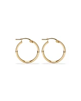 15mm Flat Round Hoop Earrings in 10kt White Gold