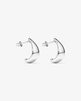 Polished Half Hoop Dome Stud Earrings in Sterling Silver