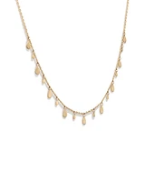 Multi Pear Station Necklace in 10kt Yellow Gold