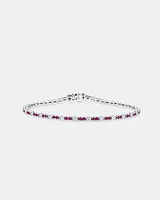 Ruby & Diamond Dot Dash Tennis Bracelet with 0.62 Carat TW in 10kt White Gold