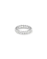 3,15 carats TW bague éternité avec diamants ovales cultivés en laboratoire en or blanc 14kt.