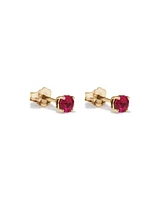 Created Round Red Ruby Birthstone Stud Earrings in 10kt Yellow Gold