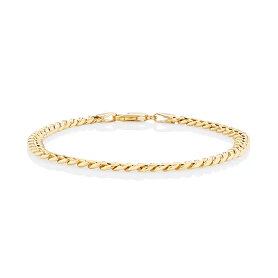 19cm (7.5”) Hollow Miami Curb Bracelet in 10kt Yellow Gold