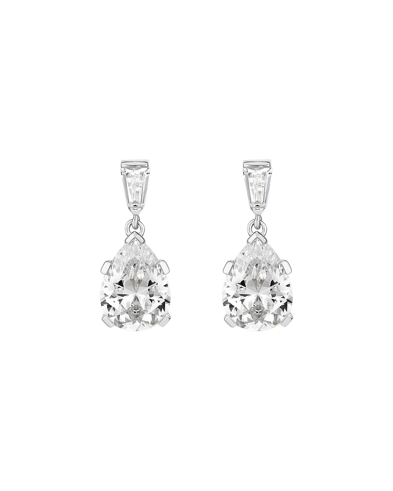 Pear Shape Cubic Zirconia Drop Stud Earrings in Sterling Silver