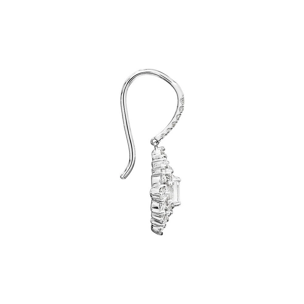 Fancy Drop Earrings with 1.49 Carat TW of Diamonds in 10kt White Gold