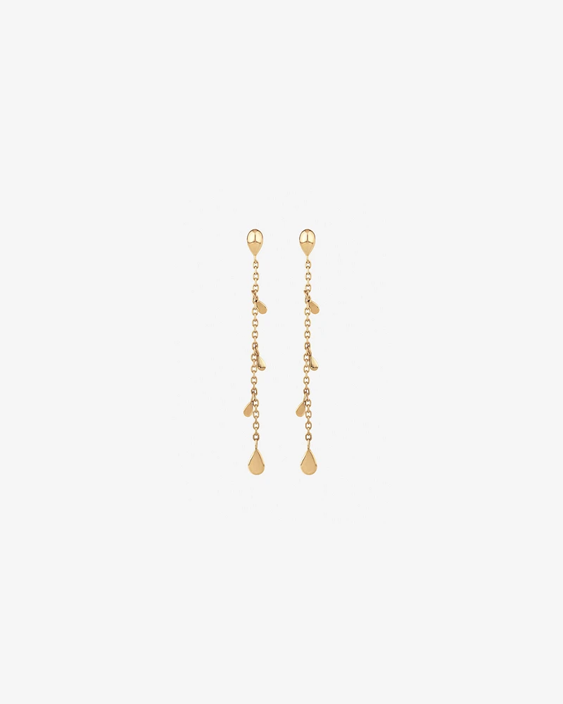 Pear Station Drop Earrings in 10kt Yellow Gold