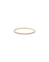 0.35 Carat TW Diamond and Pink Sapphire Gemstone Flex Oval Bangle in 10kt Yellow Gold