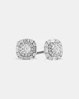 Michael Hill Designer Fashion Art Deco Stud Earrings with 0.45 Carat TW of Diamonds in 18kt White Gold