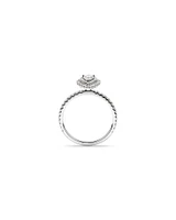 0.87 Carat TW Pear Cut Diamond Halo and Engagement Ring in 14kt White Gold