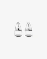 Polished Half Hoop Dome Stud Earrings in Sterling Silver